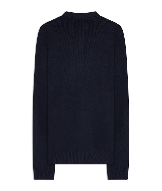 Tricot Edy Cotton Zipper Polo Marinho