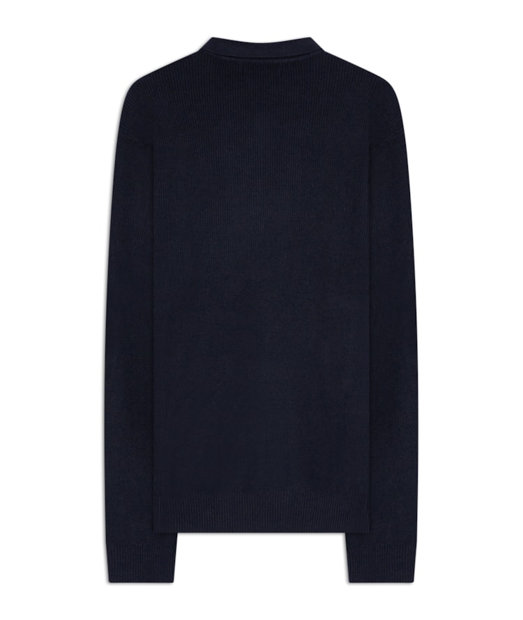 Tricot Edy Cotton Zipper Polo Marinho