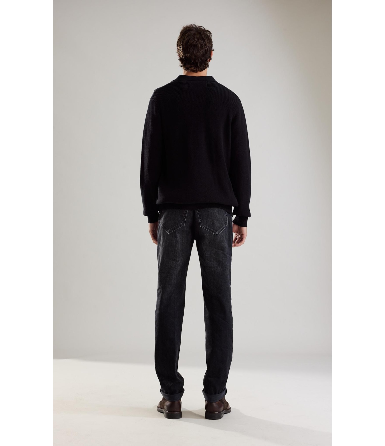 Tricot Edy Cotton Zipper Polo Preto