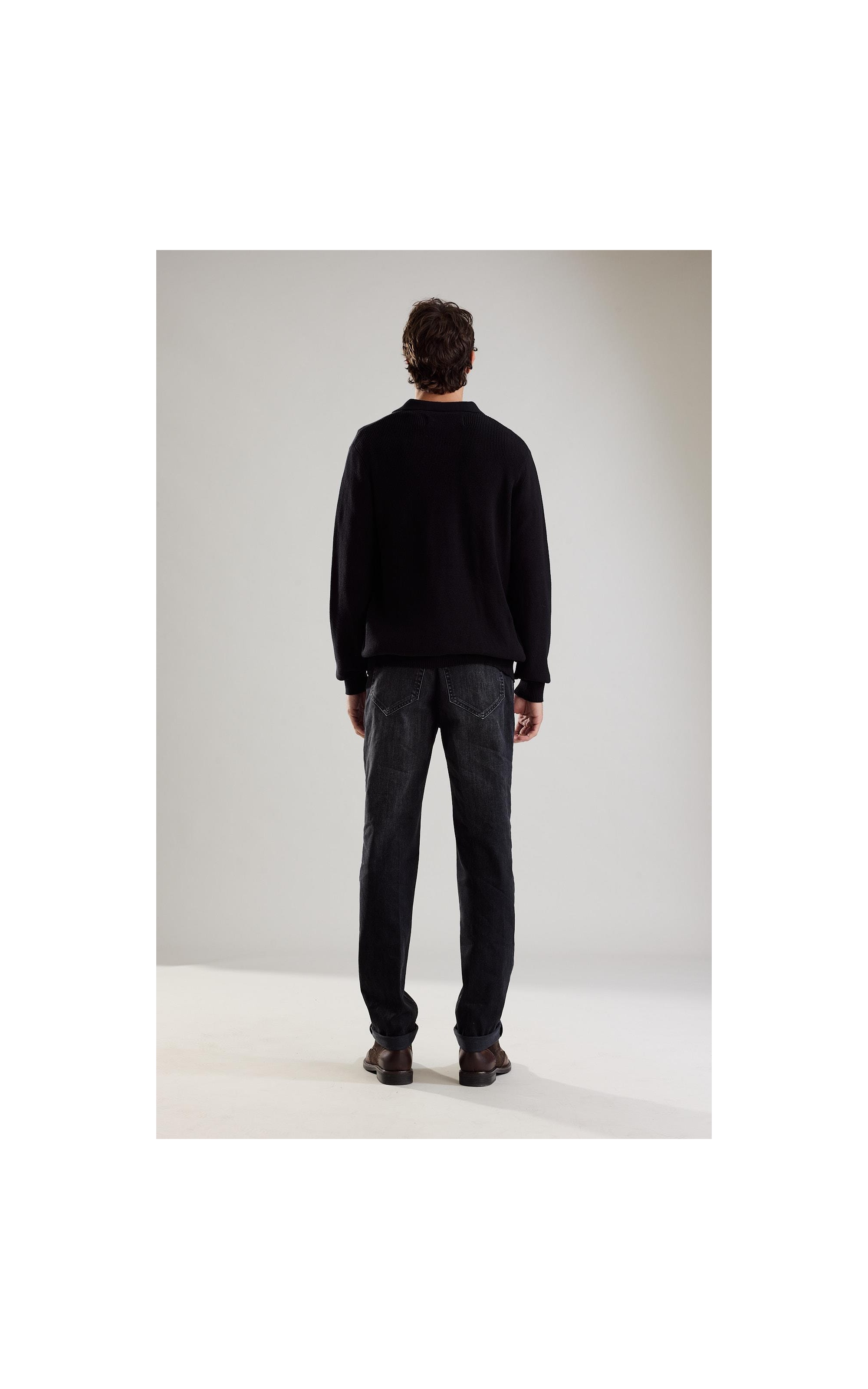 Tricot Edy Cotton Zipper Polo Preto