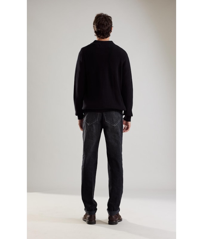 Tricot Edy Cotton Zipper Polo Preto