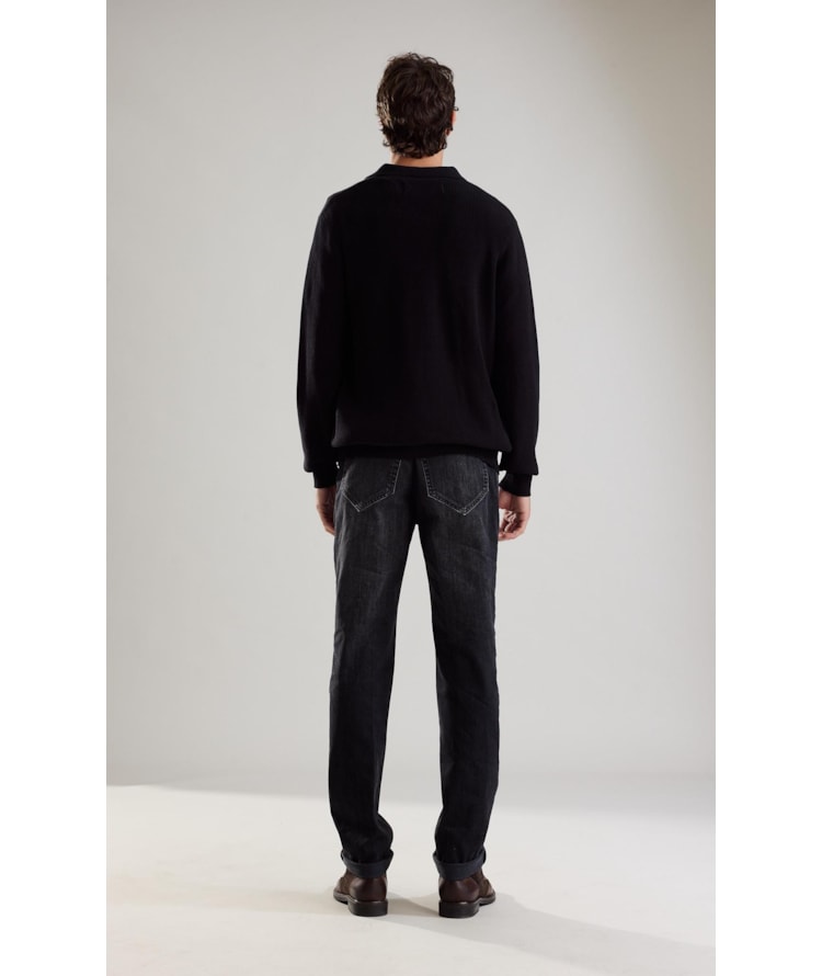 Tricot Edy Cotton Zipper Polo Preto