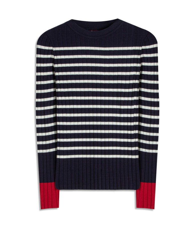 Tricot Elia Listrado Ml Marinho