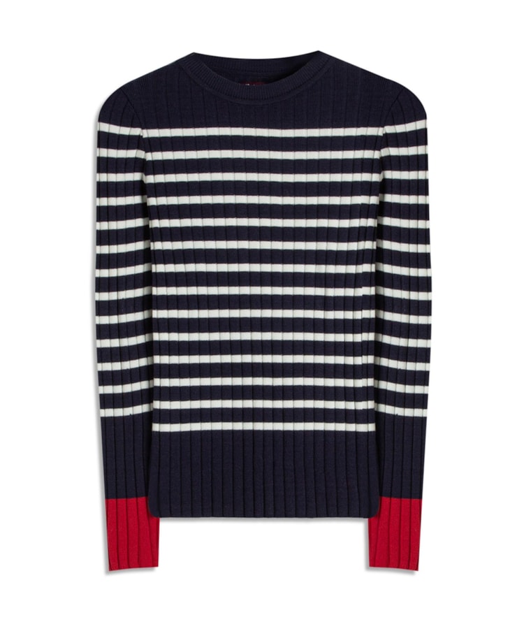 Tricot Elia Listrado Ml Marinho