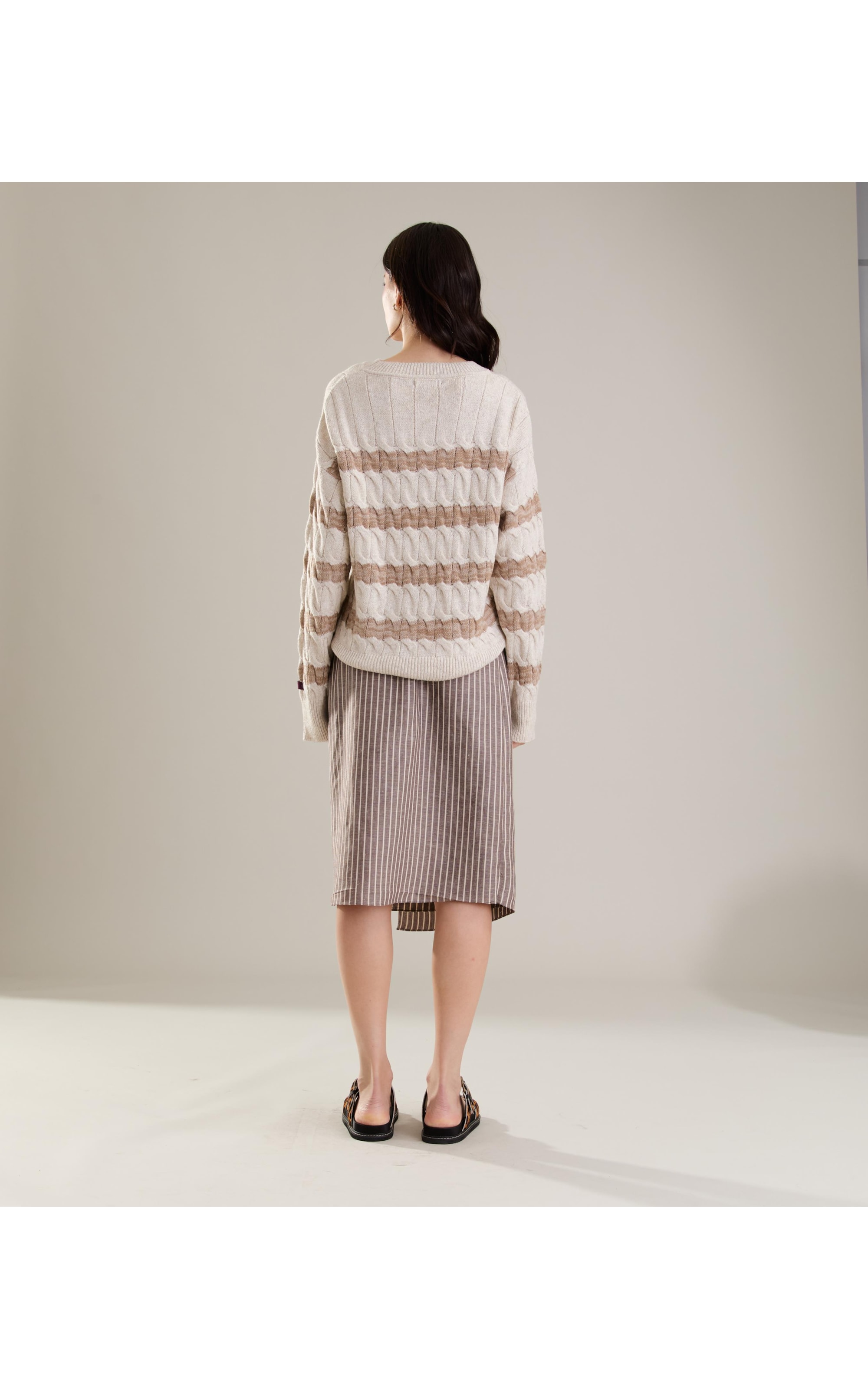 Tricot Emma Trancado Listras Natural