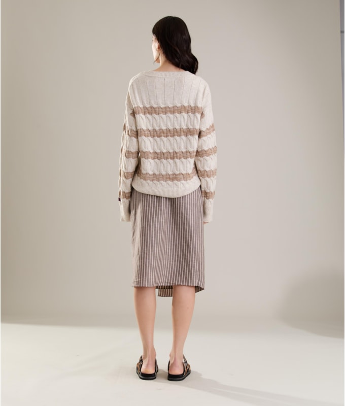 Tricot Emma Trancado Listras Natural