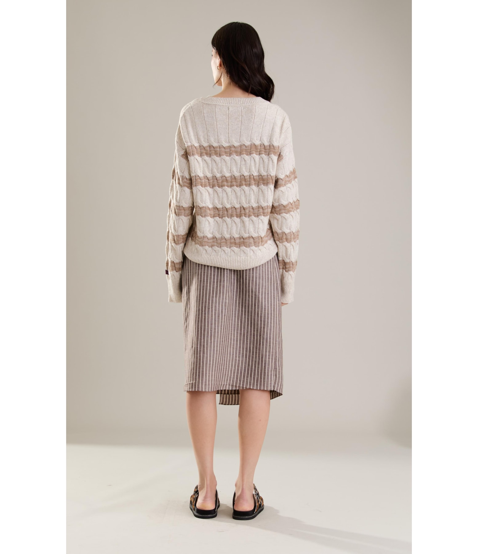 Tricot Emma Trancado Listras Natural