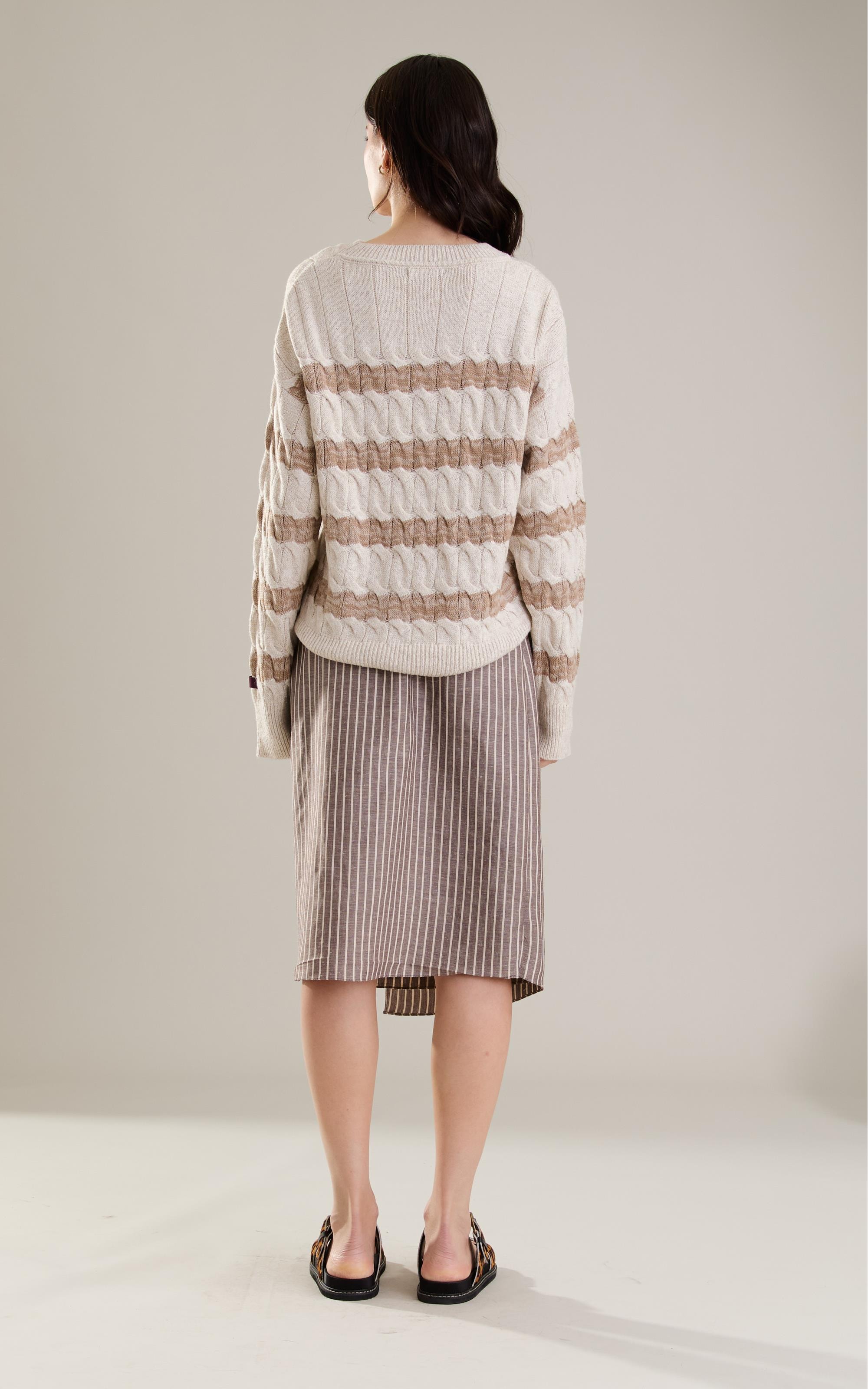 Tricot Emma Trancado Listras Natural