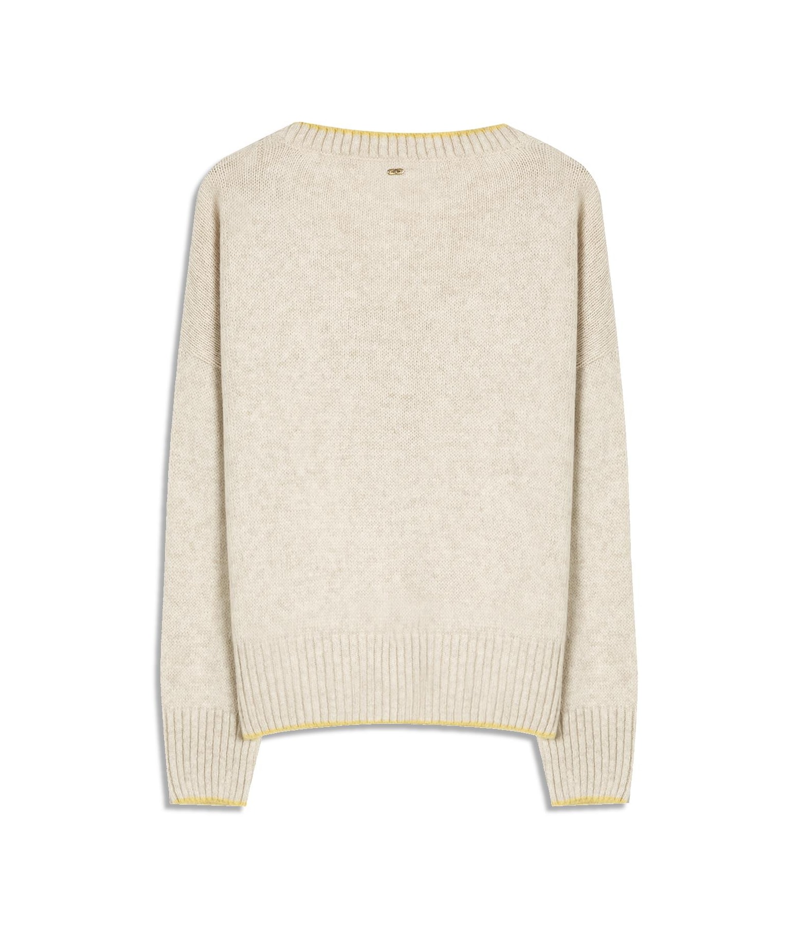 Tricot Grazi Decote v Bicolor Natural