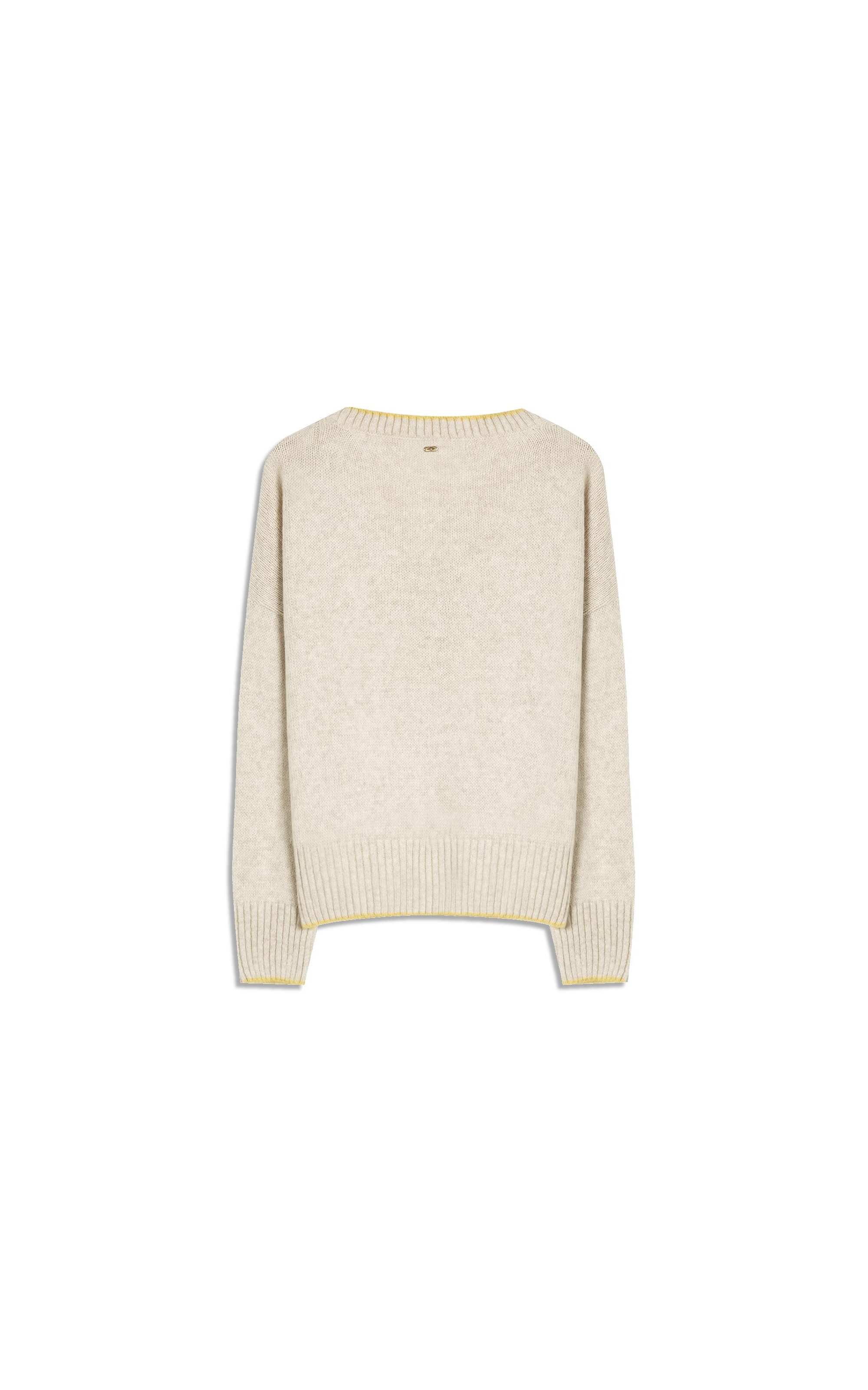 Tricot Grazi Decote v Bicolor Natural
