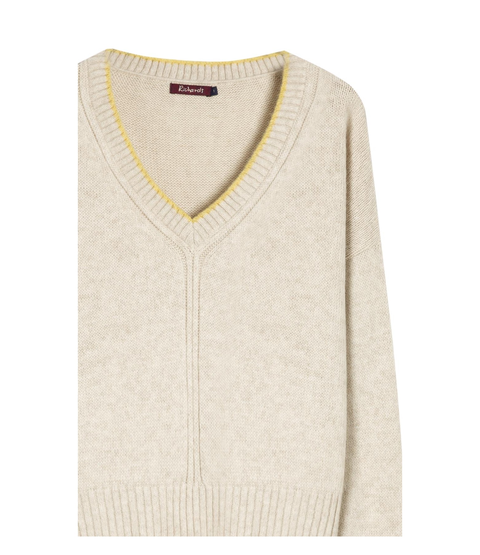 Tricot Grazi Decote v Bicolor Natural