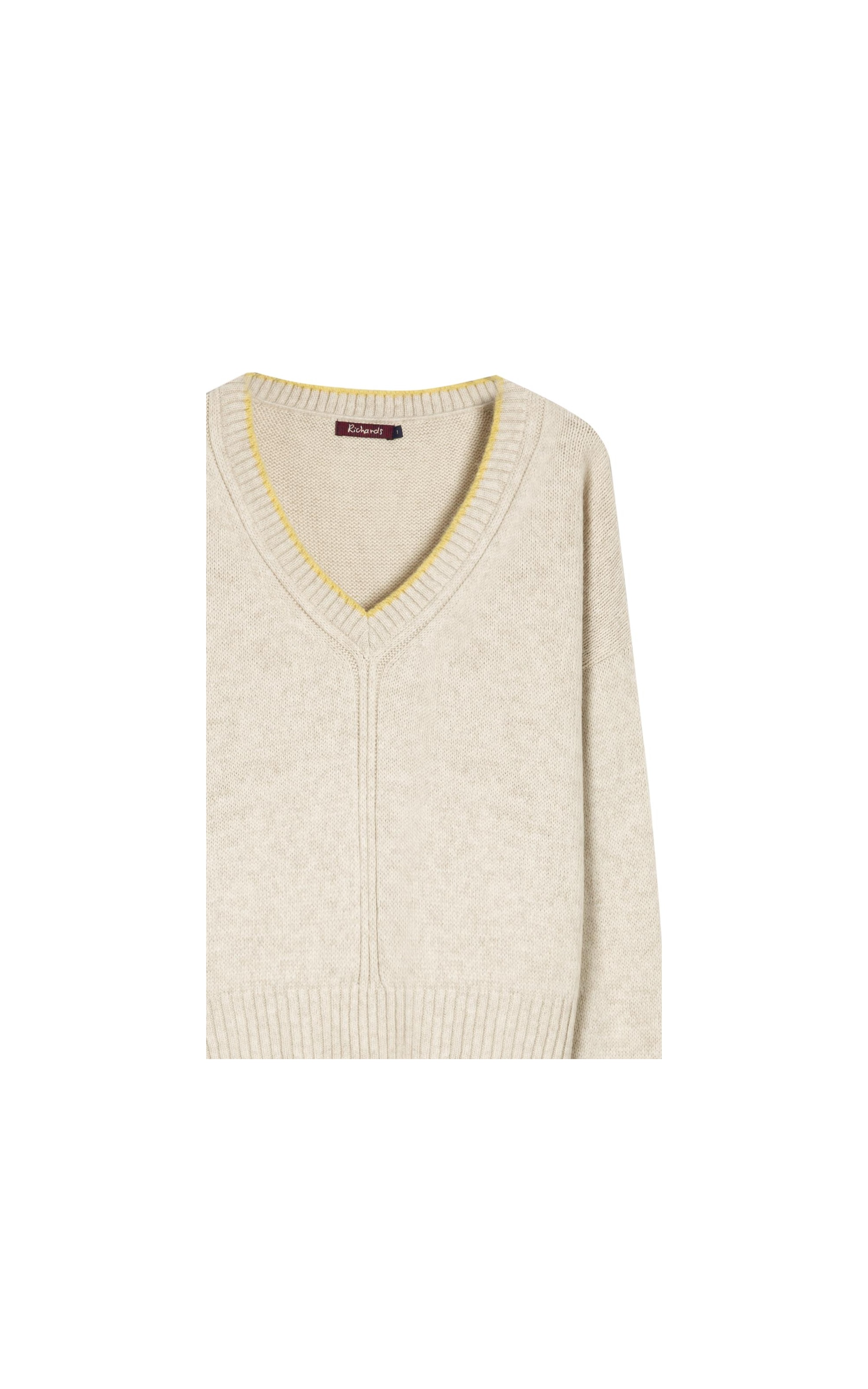 Tricot Grazi Decote v Bicolor Natural