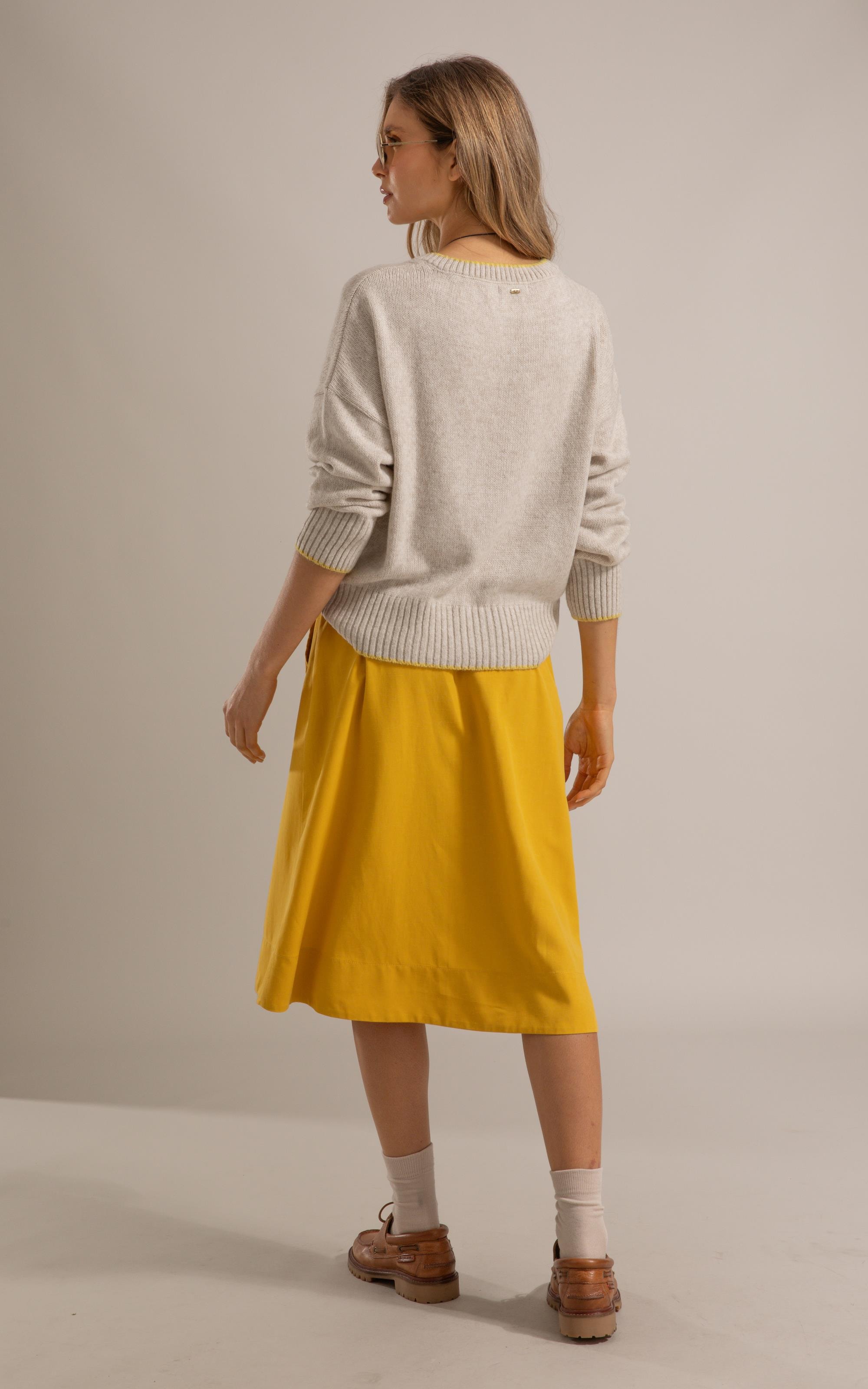 Tricot Grazi Decote v Bicolor Natural