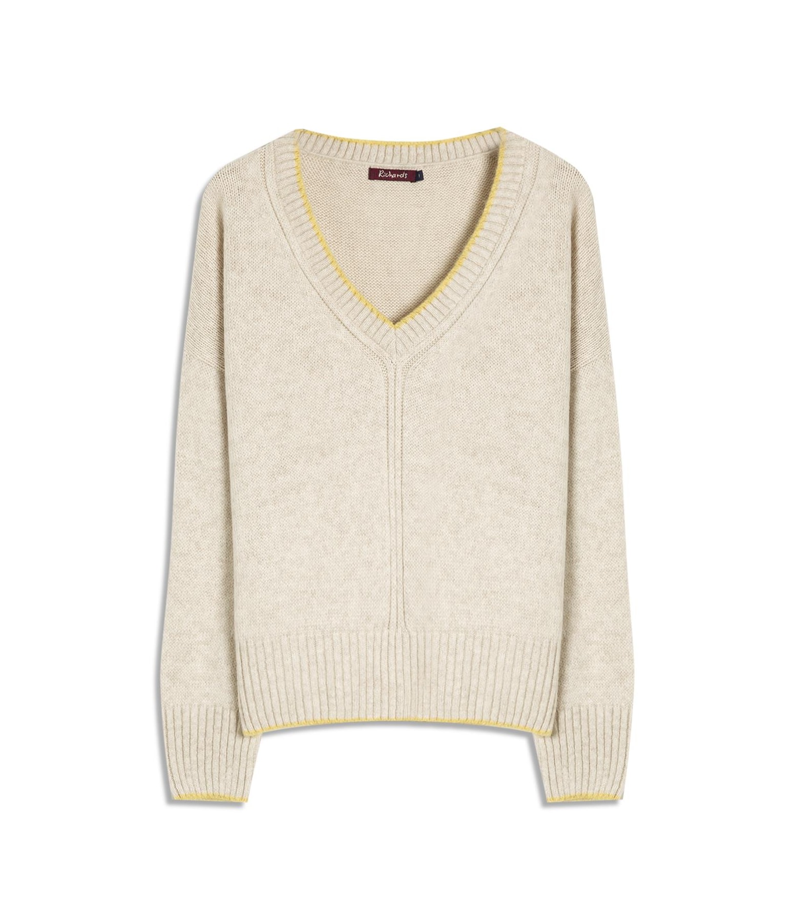 Tricot Grazi Decote v Bicolor Natural