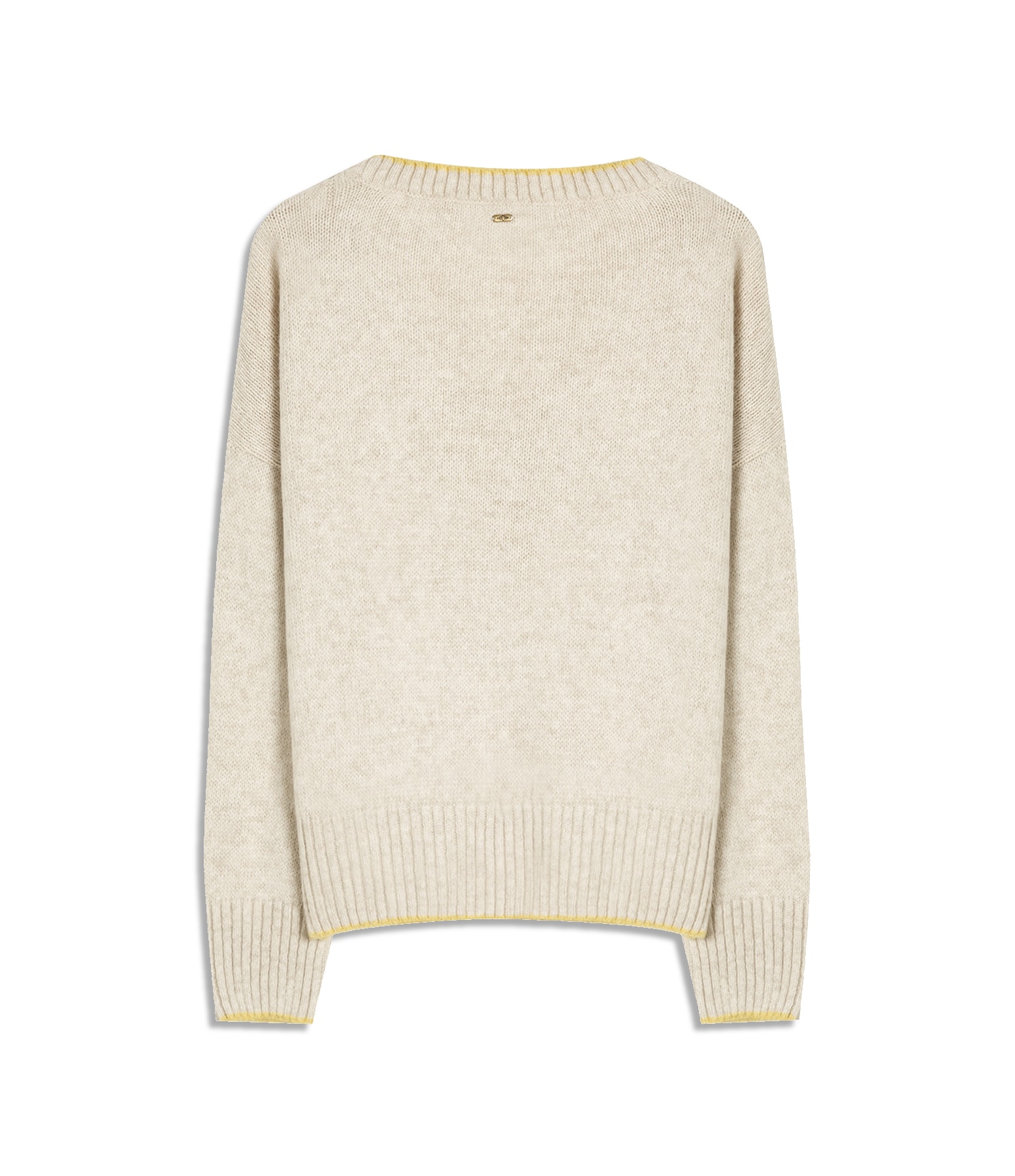 Tricot Grazi Decote v Bicolor Natural