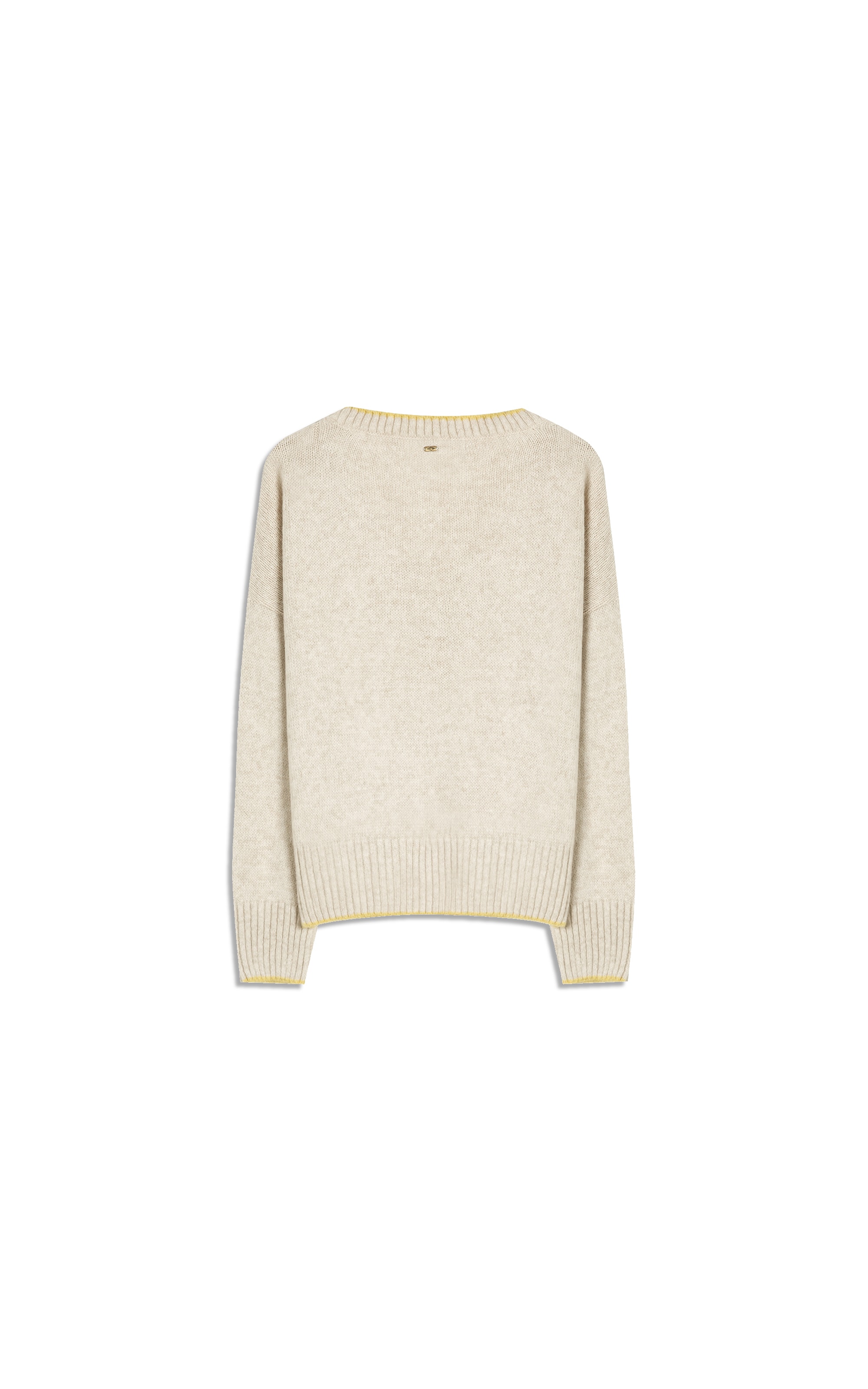 Tricot Grazi Decote v Bicolor Natural