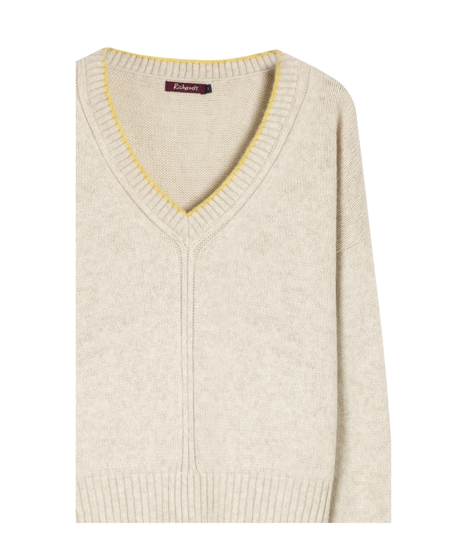 Tricot Grazi Decote v Bicolor Natural