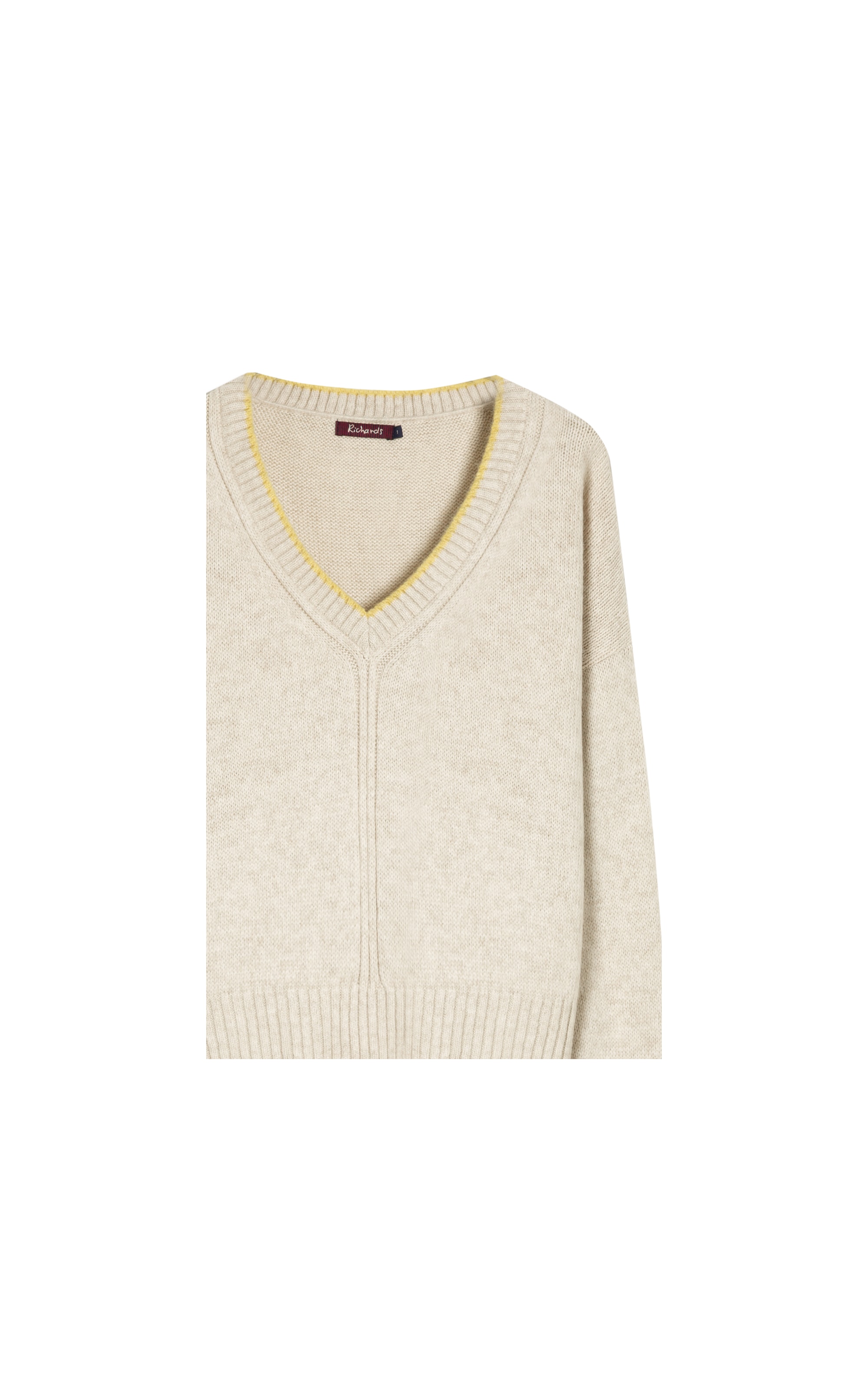 Tricot Grazi Decote v Bicolor Natural