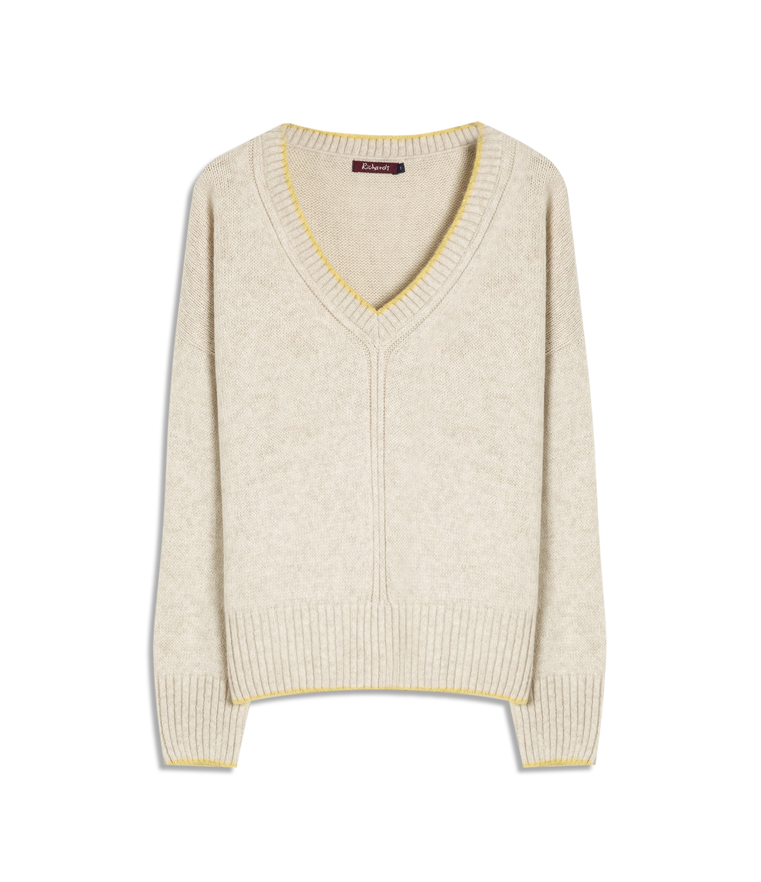 Tricot Grazi Decote v Bicolor Natural