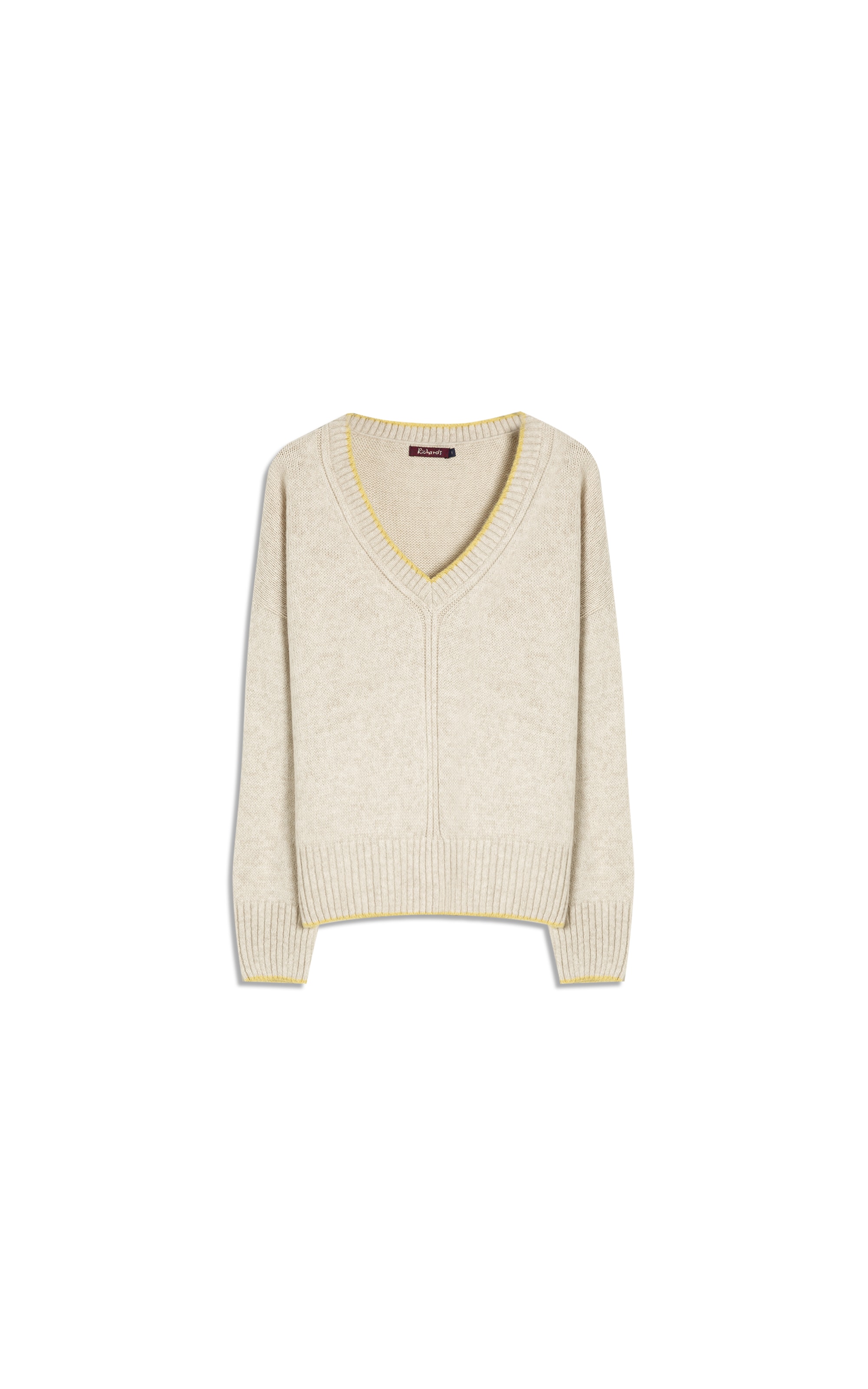 Tricot Grazi Decote v Bicolor Natural