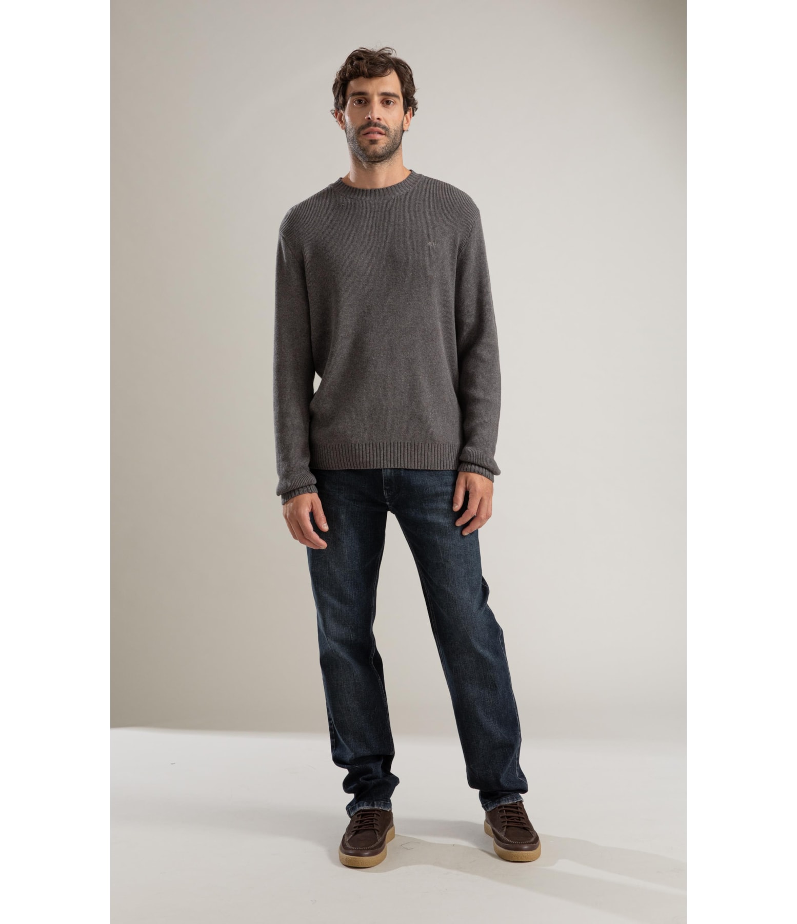 Tricot Heavy Gola Normal Cinza Mescla