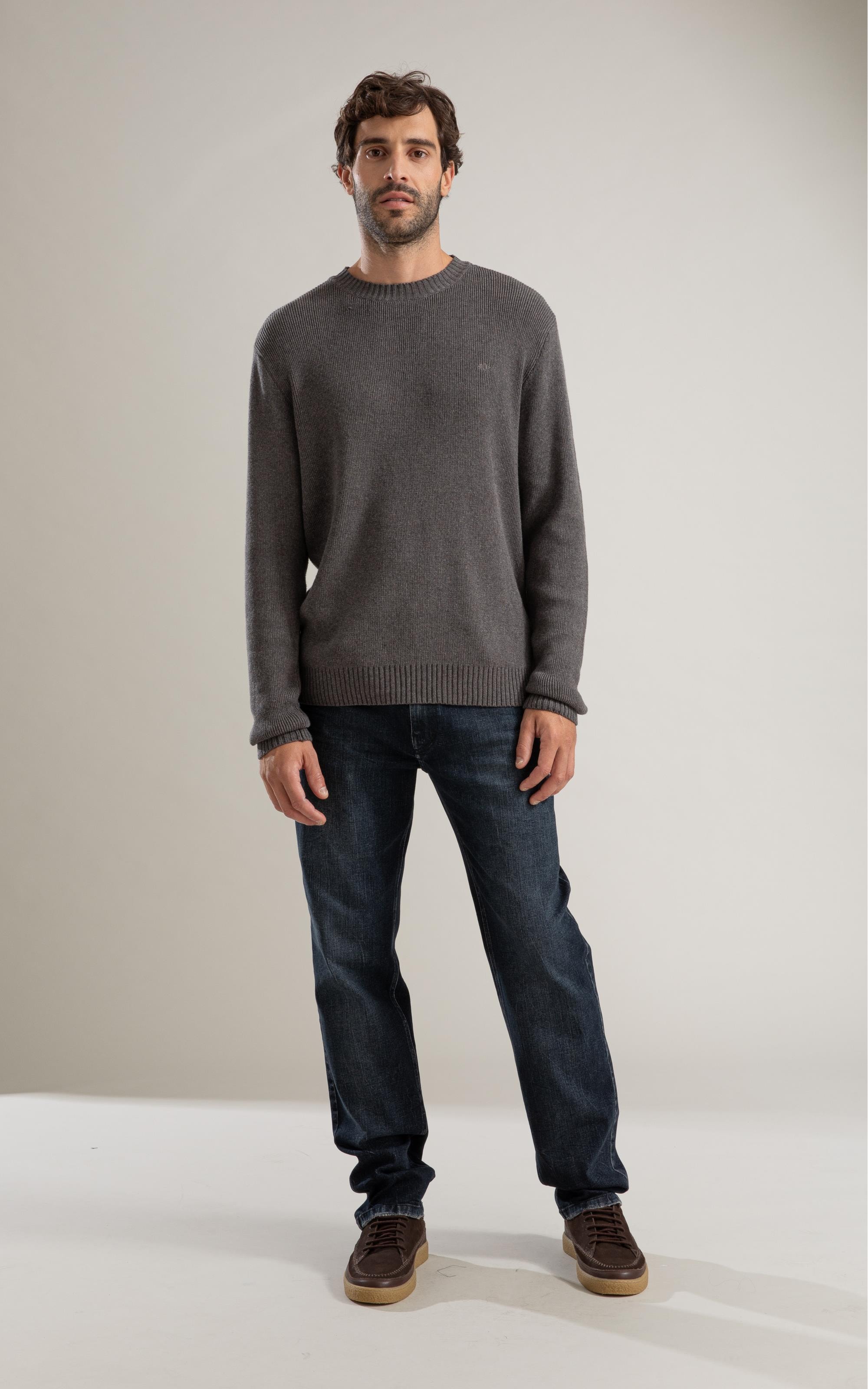 Tricot Heavy Gola Normal Cinza Mescla