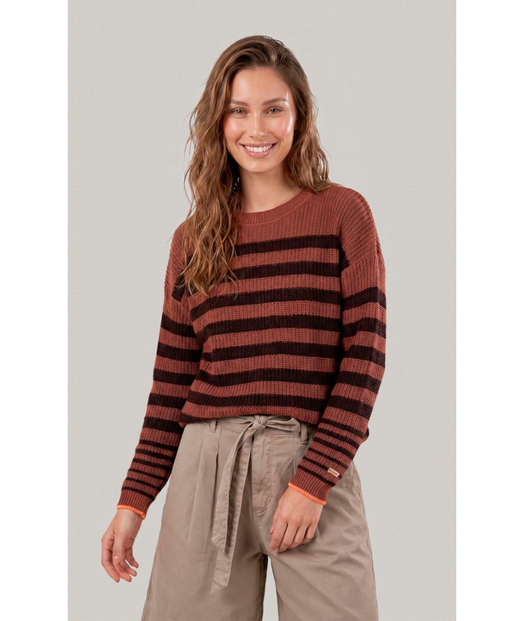 Tricot Herrera Listrado Goiaba