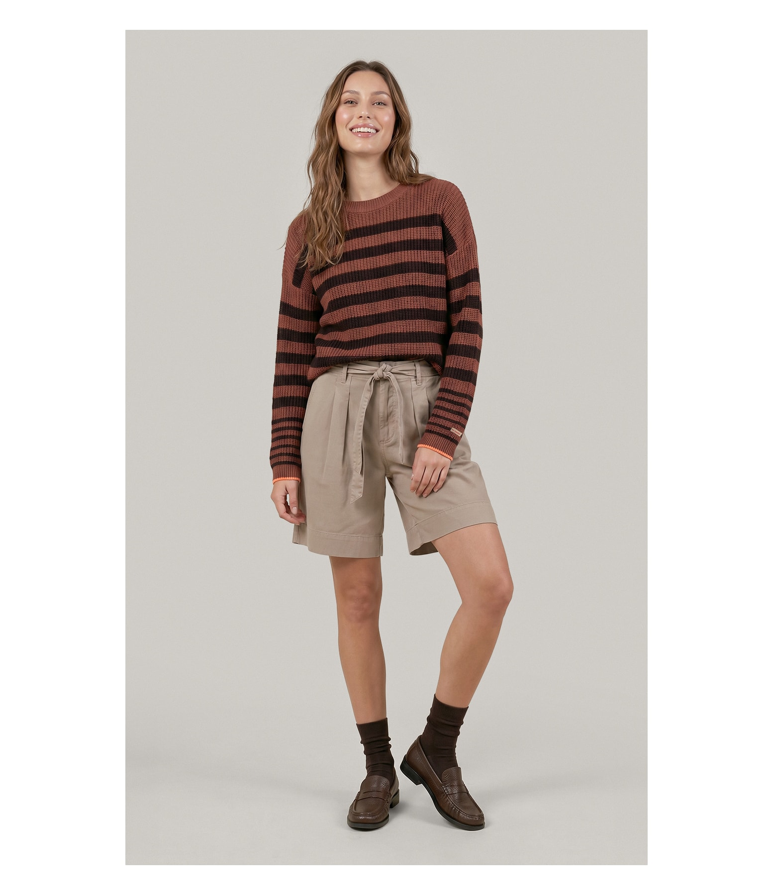 Tricot Herrera Listrado Goiaba