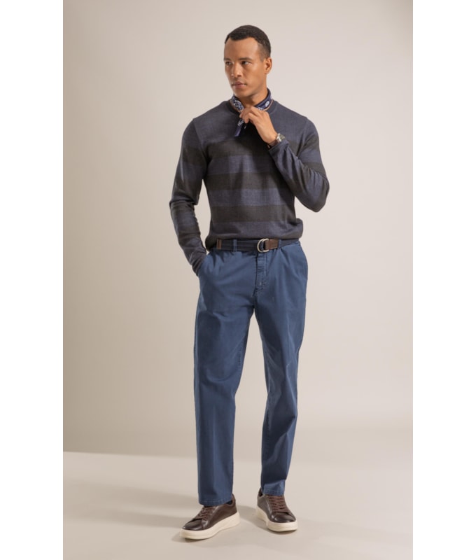 Tricot Hugo Seridó Listrado Ml Dark Navy