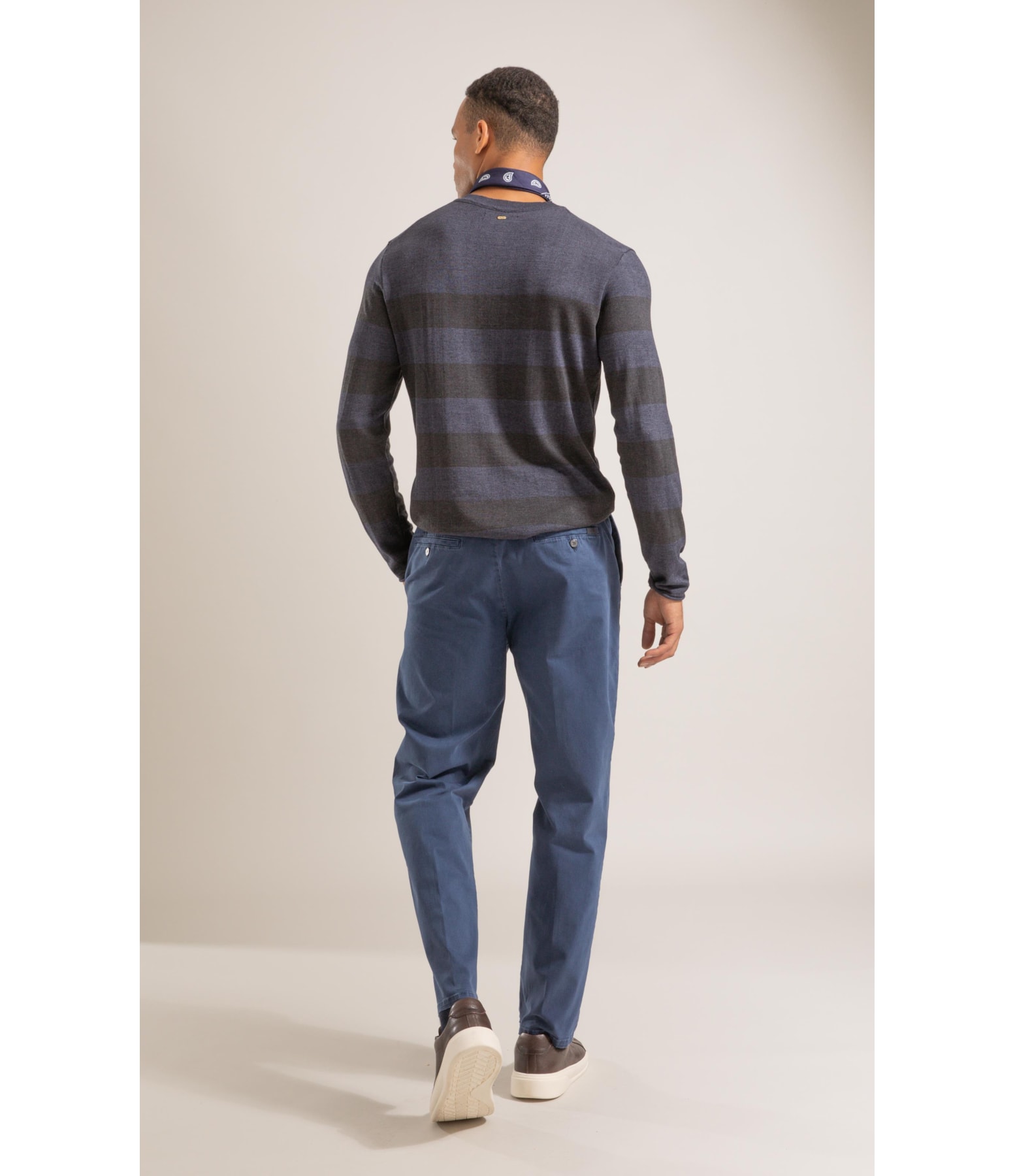 Tricot Hugo Seridó Listrado Ml Dark Navy