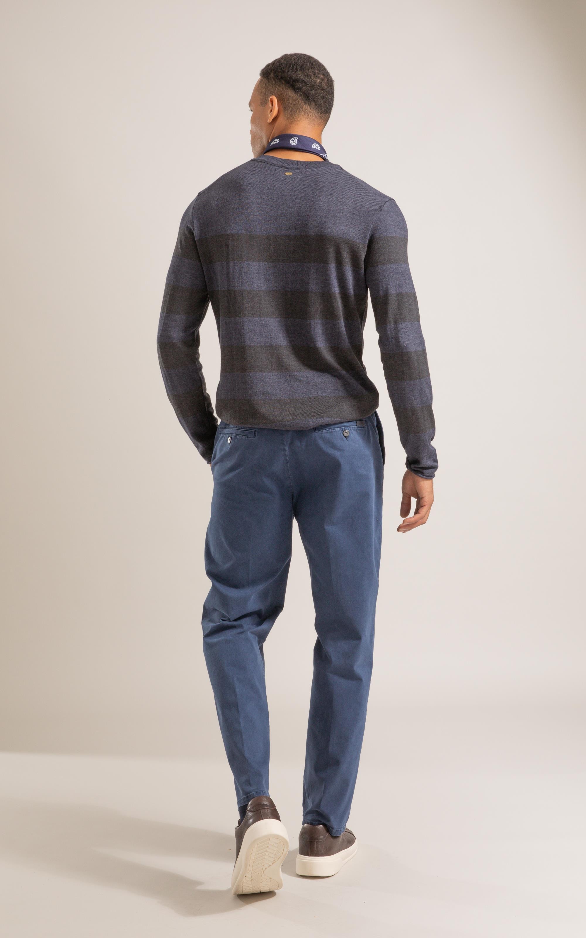 Tricot Hugo Seridó Listrado Ml Dark Navy