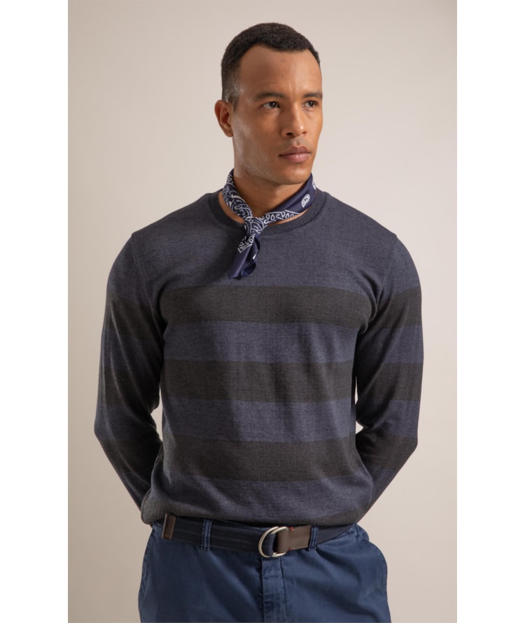 Tricot Hugo Seridó Listrado Ml Dark Navy
