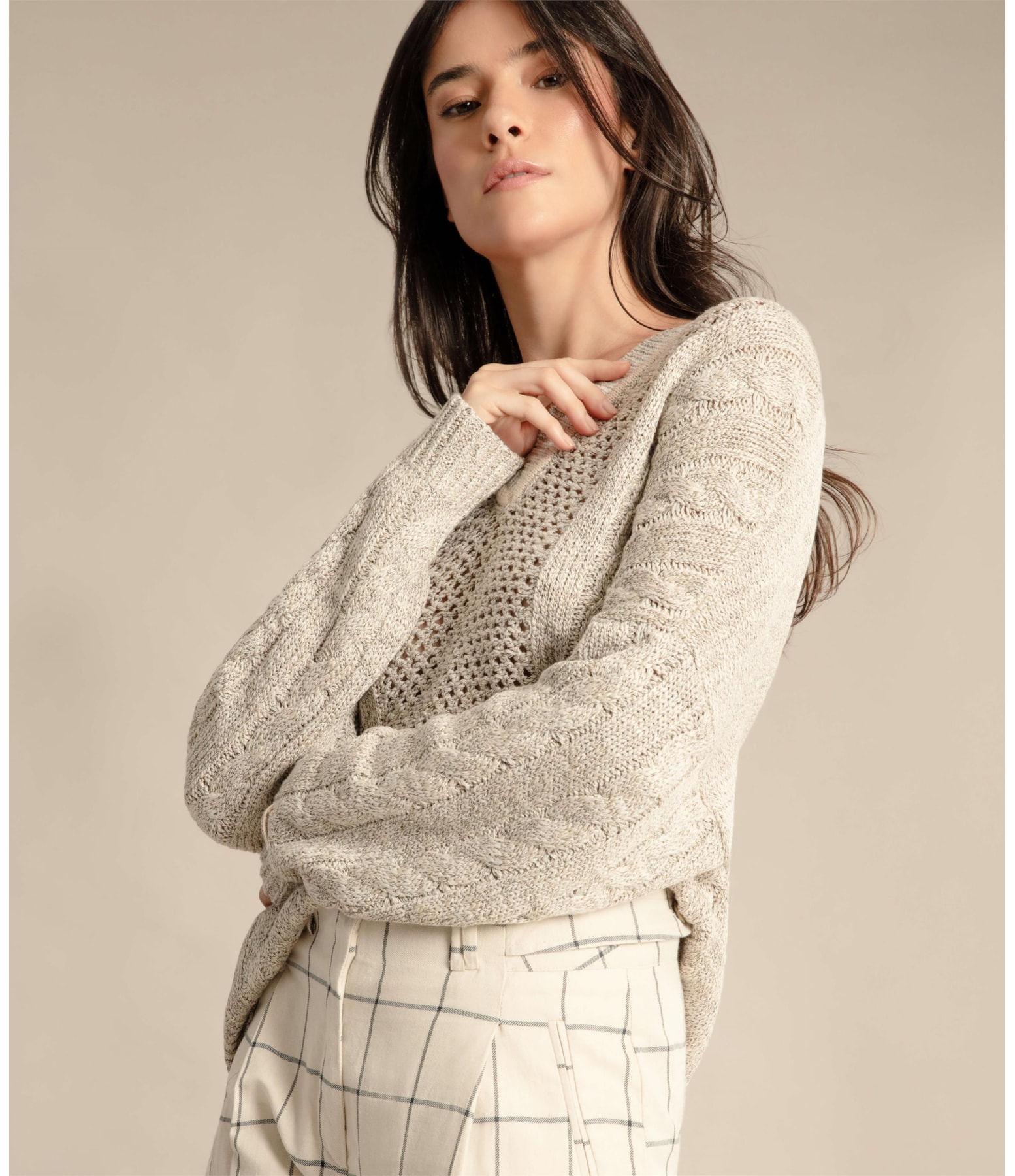 Tricot Ibara Trançado Areia