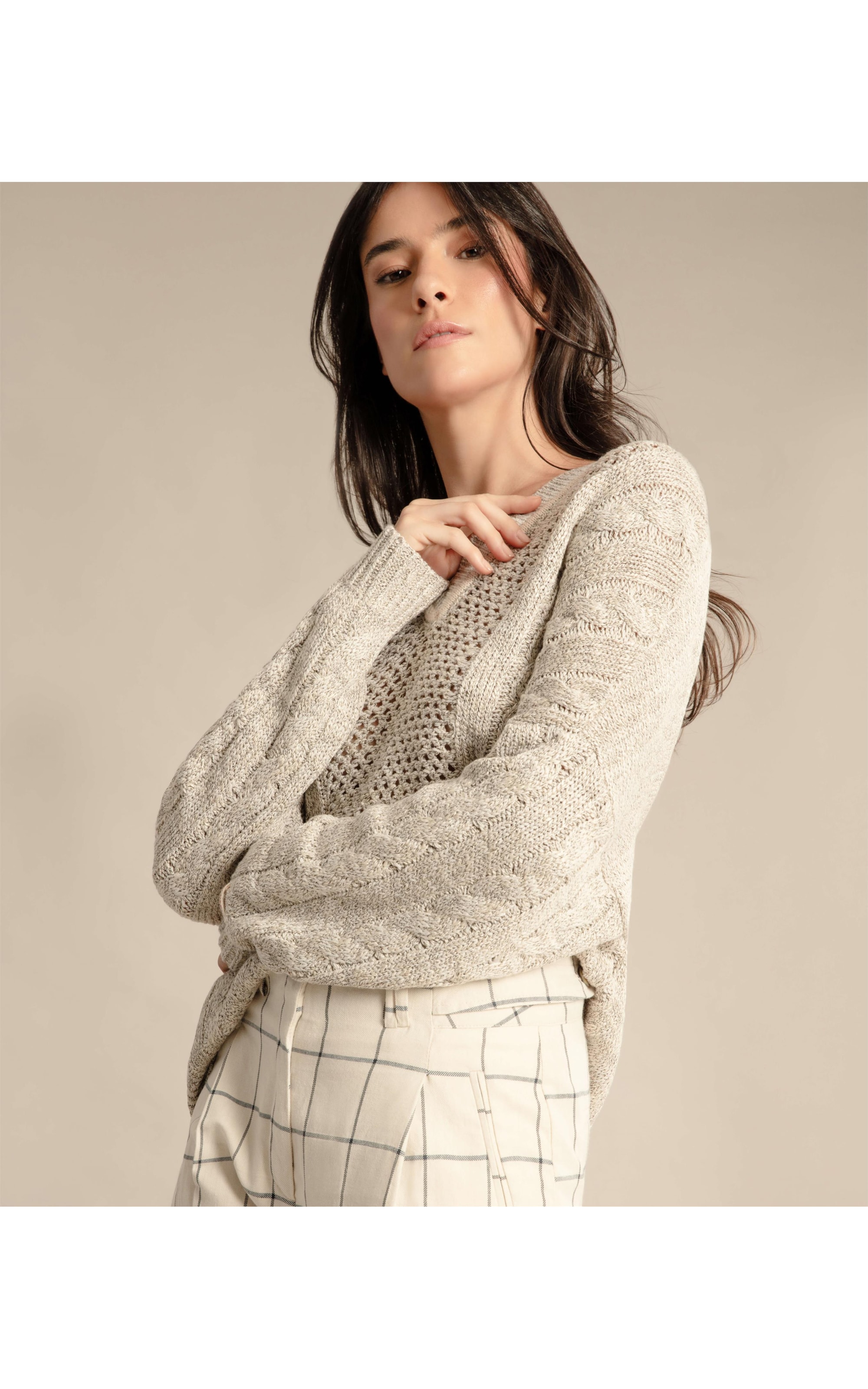 Tricot Ibara Trançado Areia