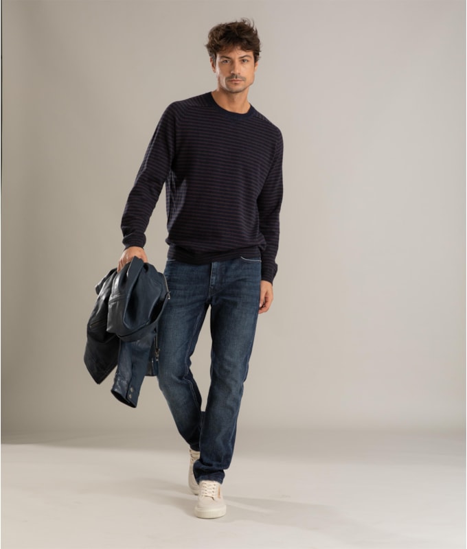 Tricot Justin Cotton Stripes Dark Navy