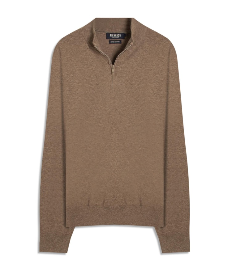 Tricot Kevin Ziper Cotton Cashmere Areia