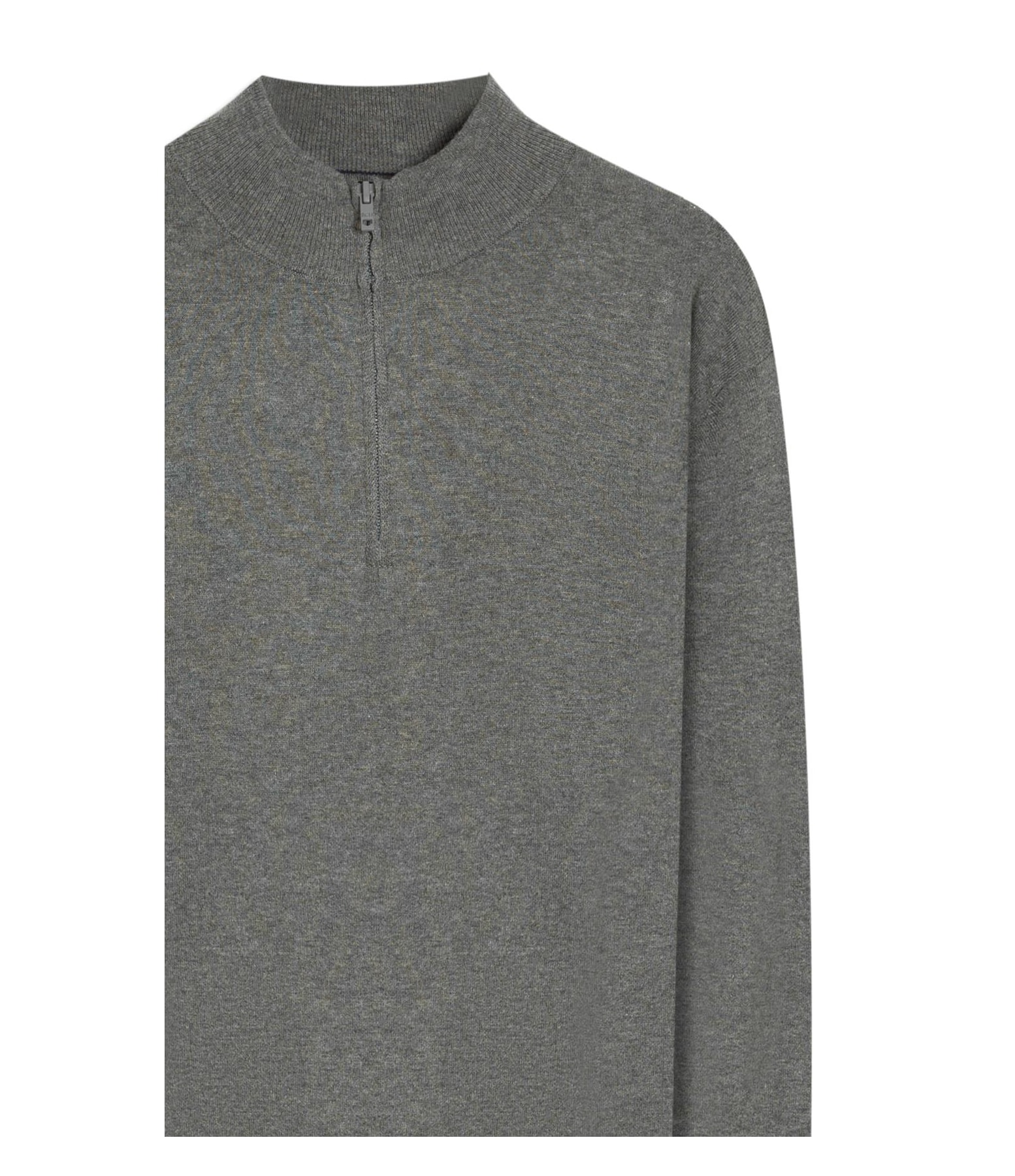 Tricot Kevin Ziper Cotton Cashmere Chumbo Mescla