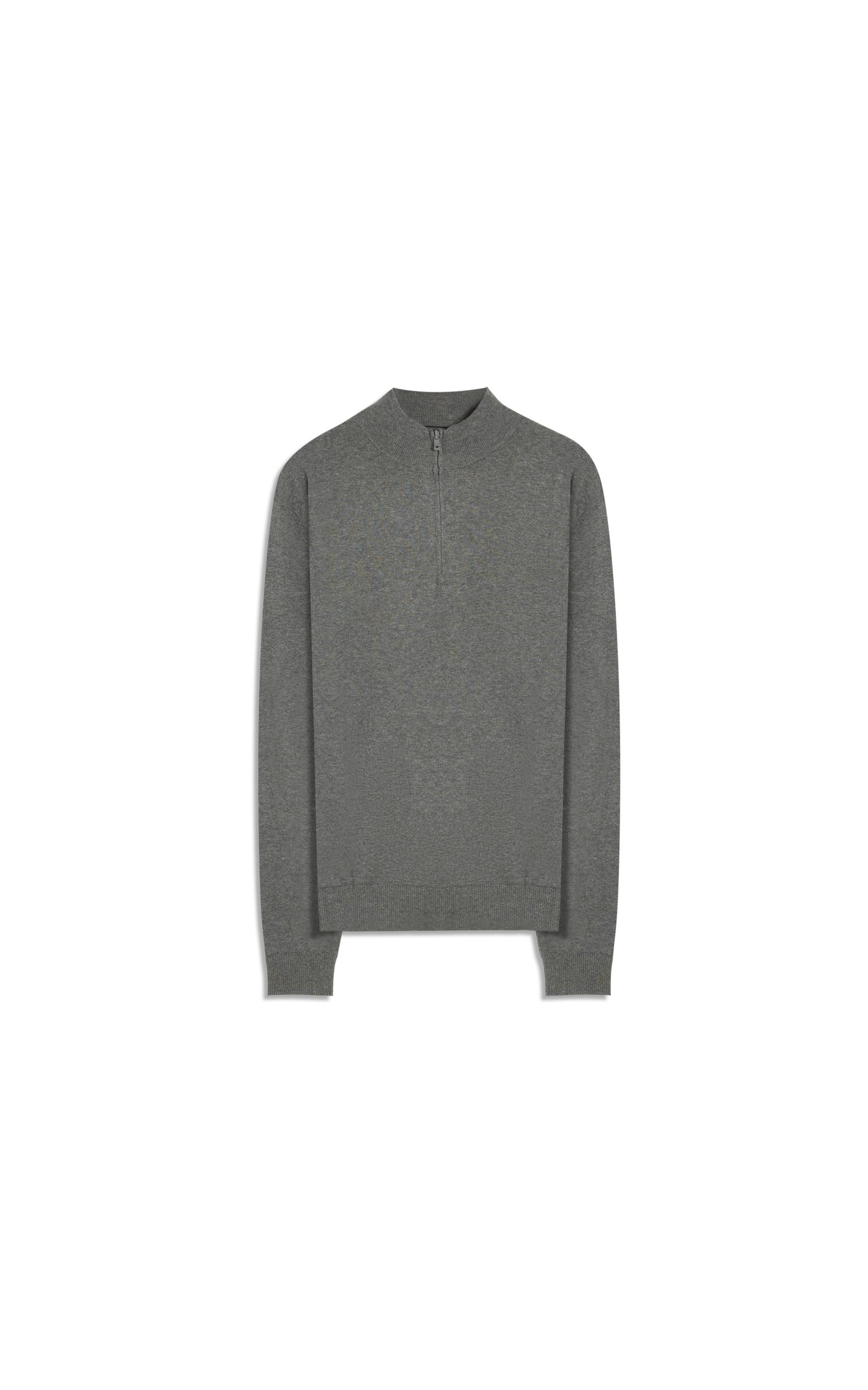 Tricot Kevin Ziper Cotton Cashmere Chumbo Mescla