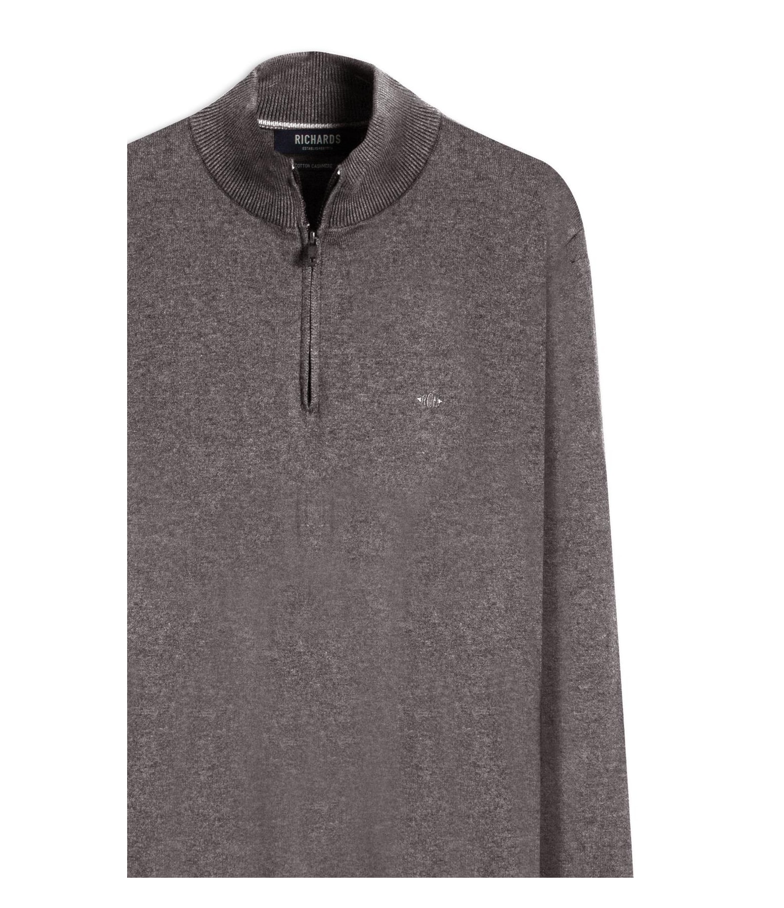 Tricot Kevin Zíper Cotton Cashmere Cinza Mescla