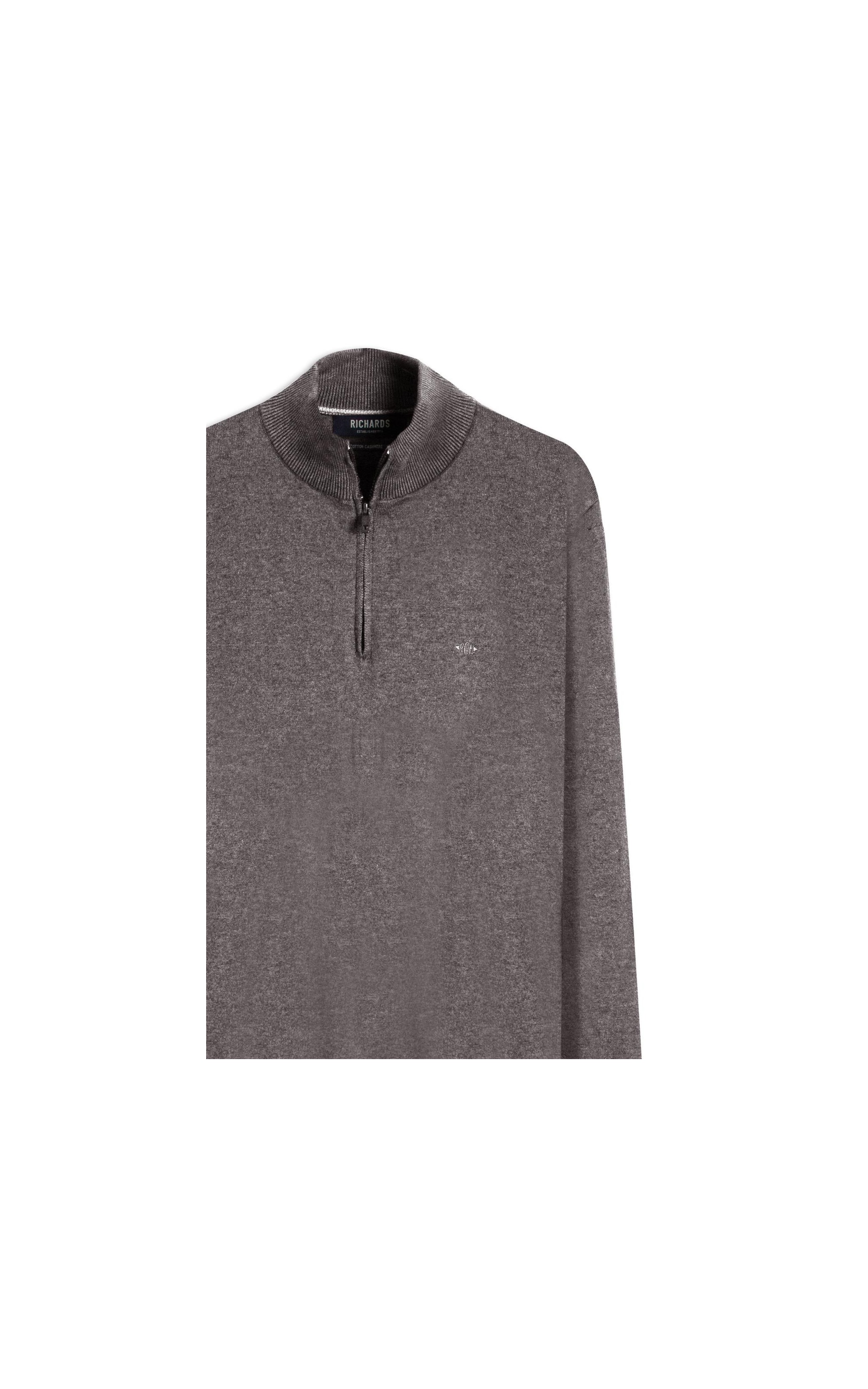 Tricot Kevin Zíper Cotton Cashmere Cinza Mescla