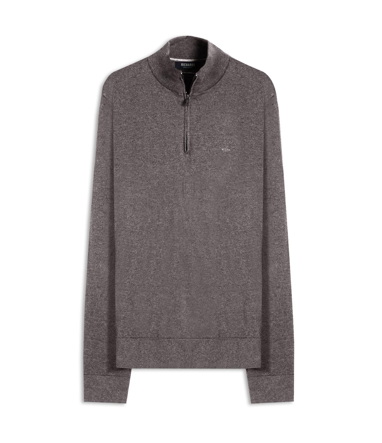 Tricot Kevin Zíper Cotton Cashmere Cinza Mescla