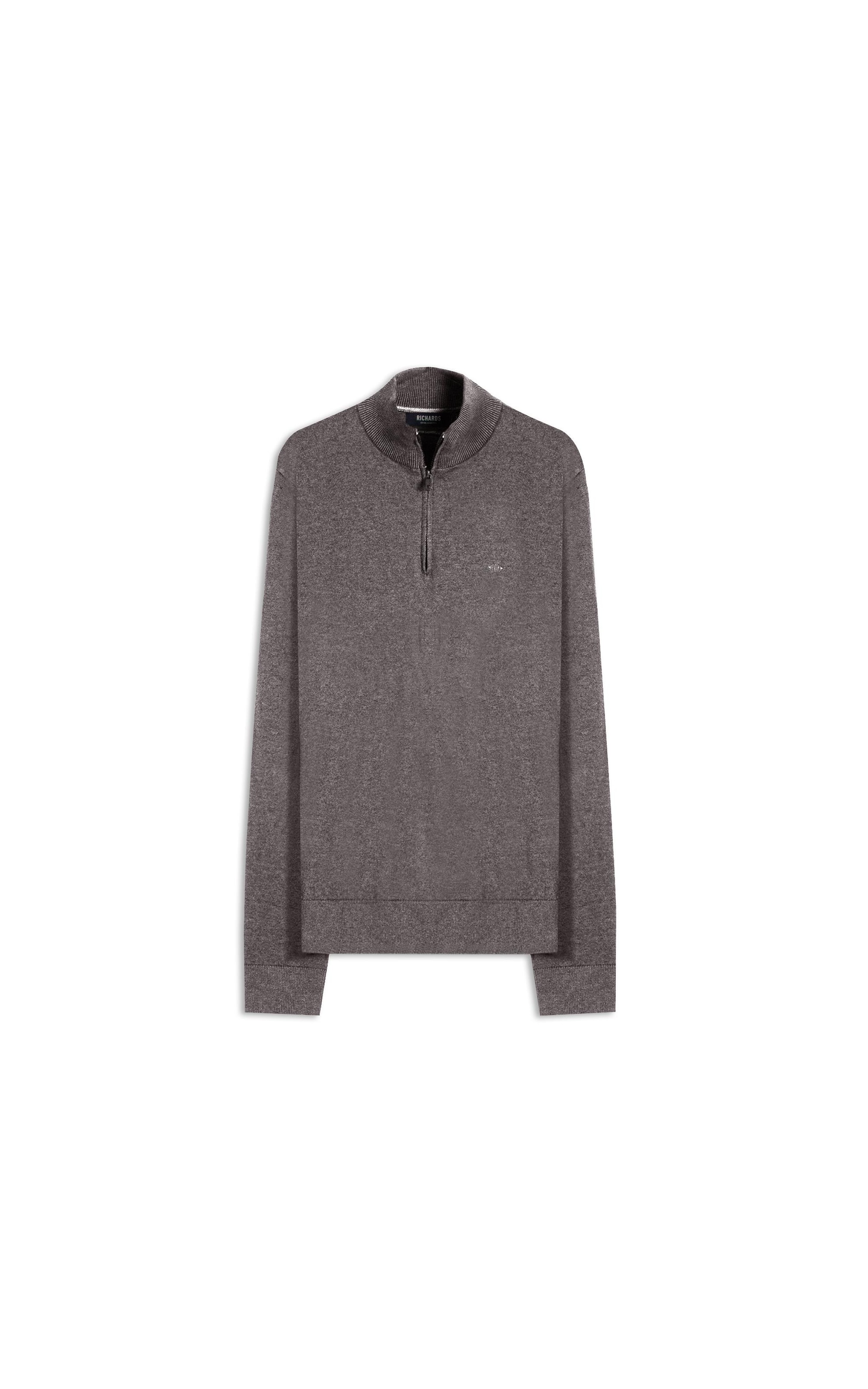 Tricot Kevin Zíper Cotton Cashmere Cinza Mescla