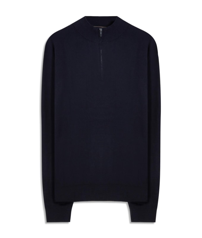 Tricot Kevin Ziper Cotton Cashmere Dark Navy