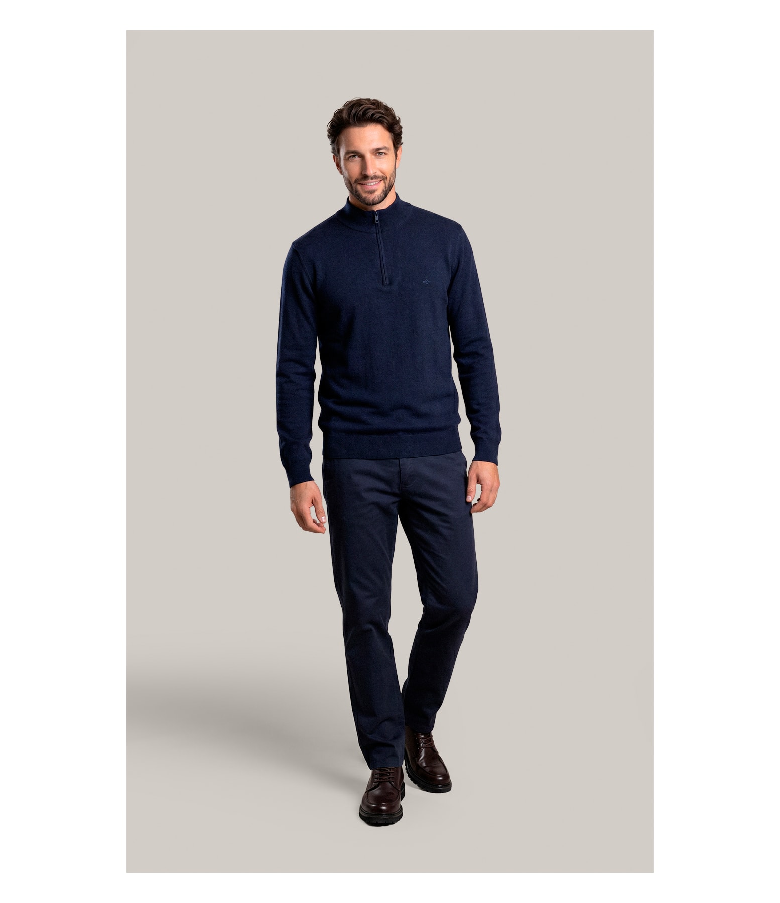 Tricot Kevin Zíper Cotton Cashmere Dark Navy