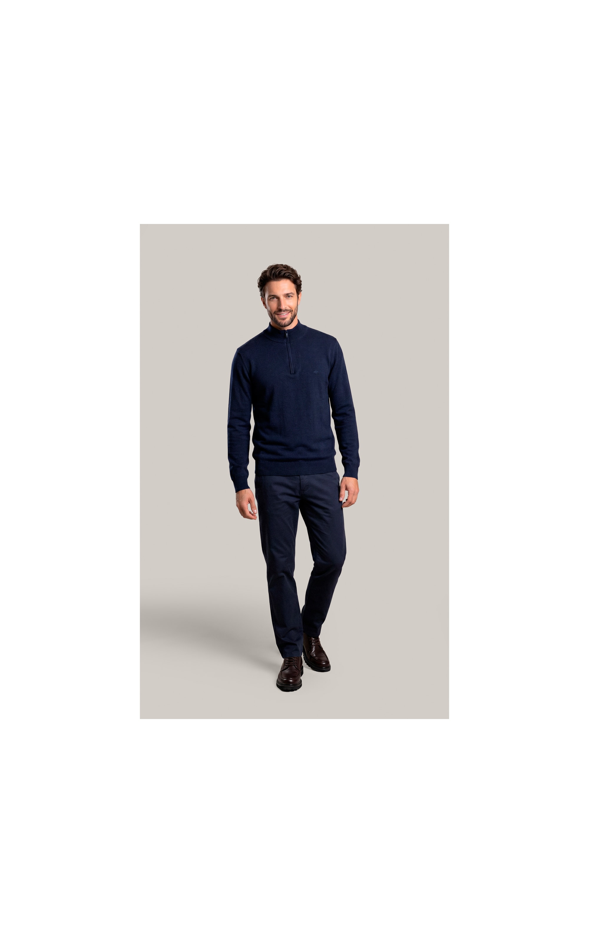 Tricot Kevin Zíper Cotton Cashmere Dark Navy
