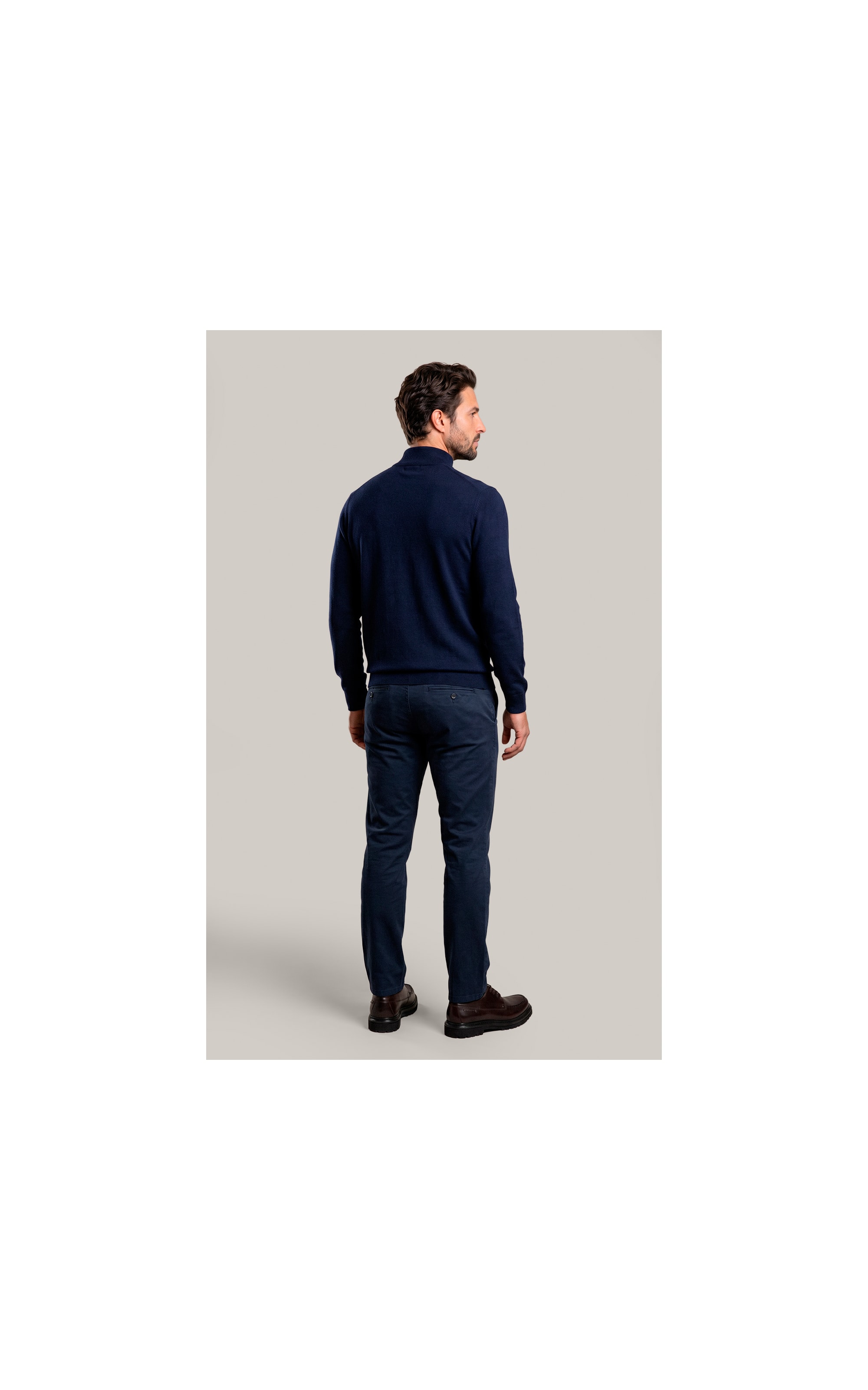 Tricot Kevin Zíper Cotton Cashmere Dark Navy