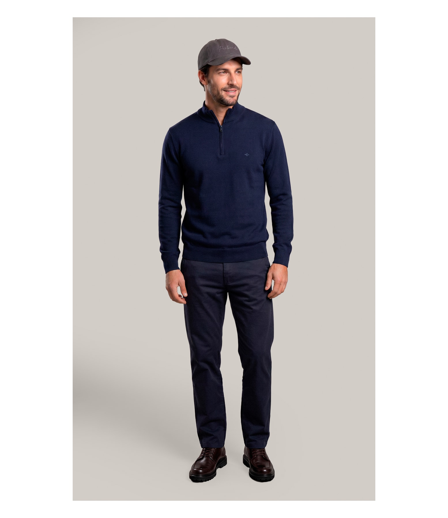 Tricot Kevin Zíper Cotton Cashmere Dark Navy