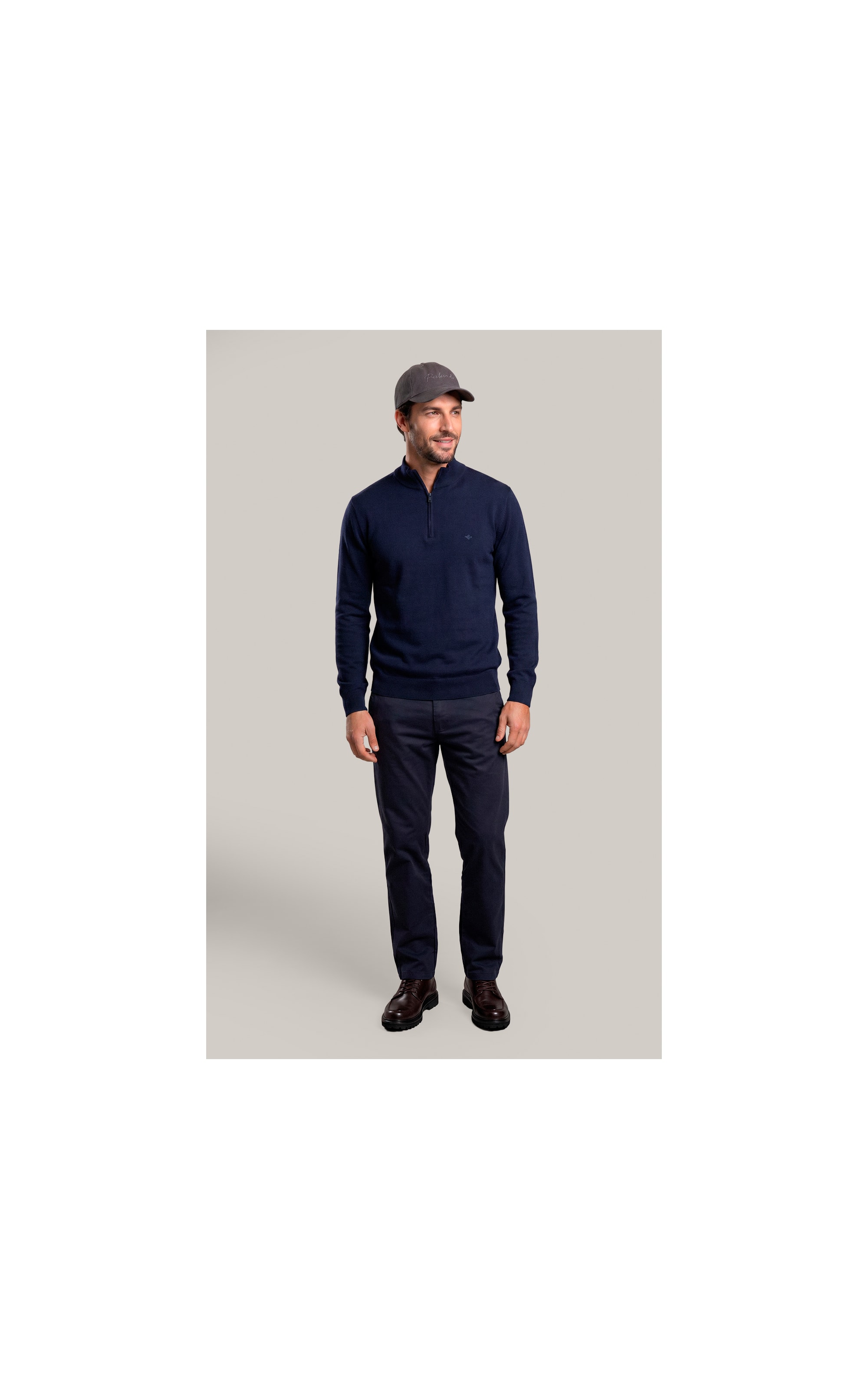 Tricot Kevin Zíper Cotton Cashmere Dark Navy