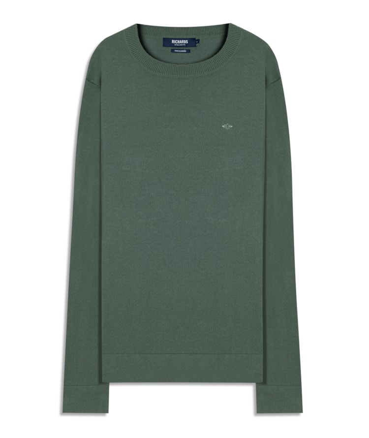 Tricot Light New Cotton Gola Careca Verde Militar