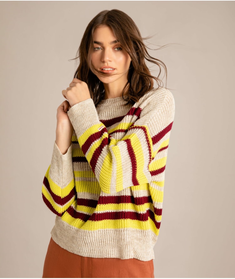 Tricot Linho Frida Listrado Bordeaux